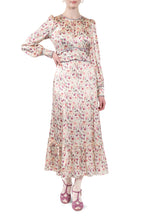 Wild roses cream printed satin dress
