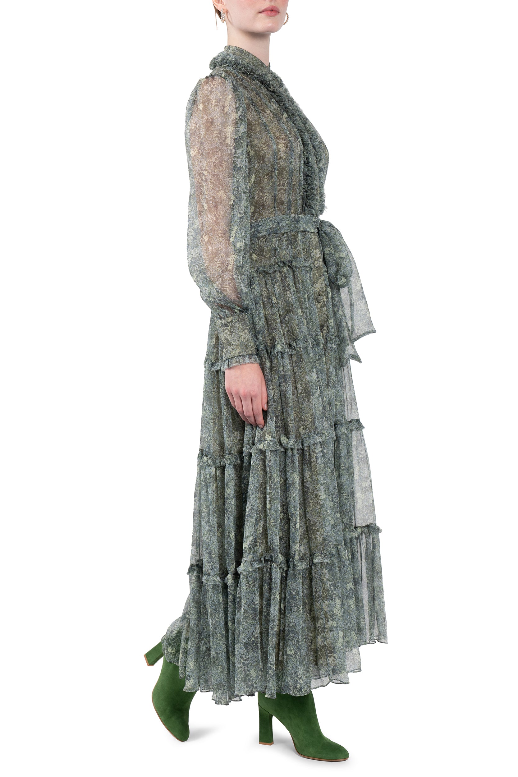 Roses Chemisier Chiffon Dress
