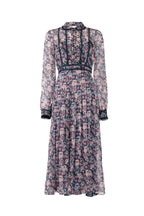 Roses Printed Chiffon Midi Dress
