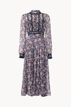 Roses Printed Chiffon Midi Dress