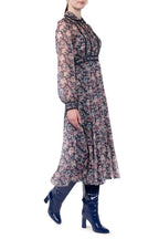 Roses Printed Chiffon Midi Dress
