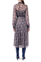 Roses Printed Chiffon Midi Dress
