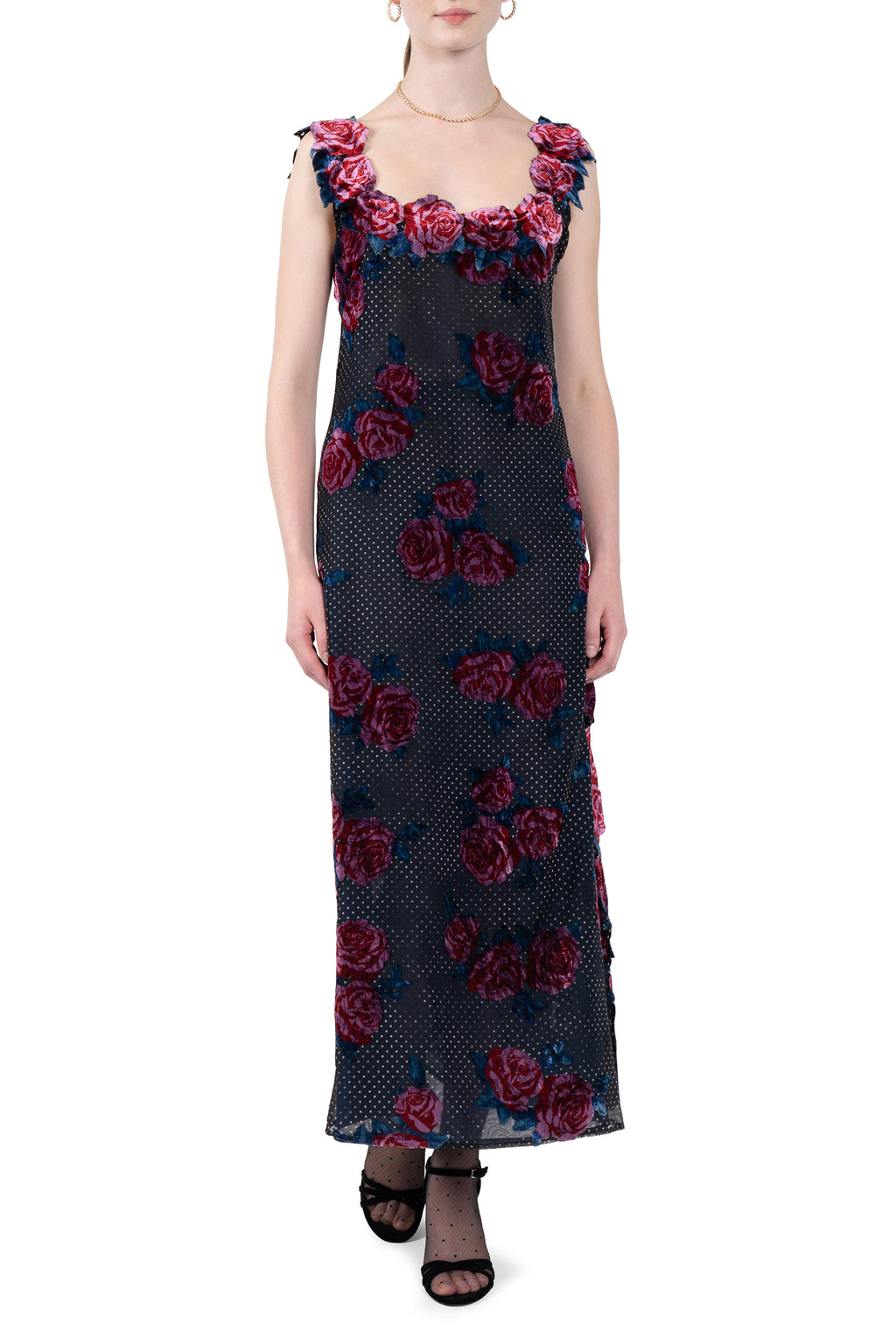 Velvet Floral Devore' Slip Dress