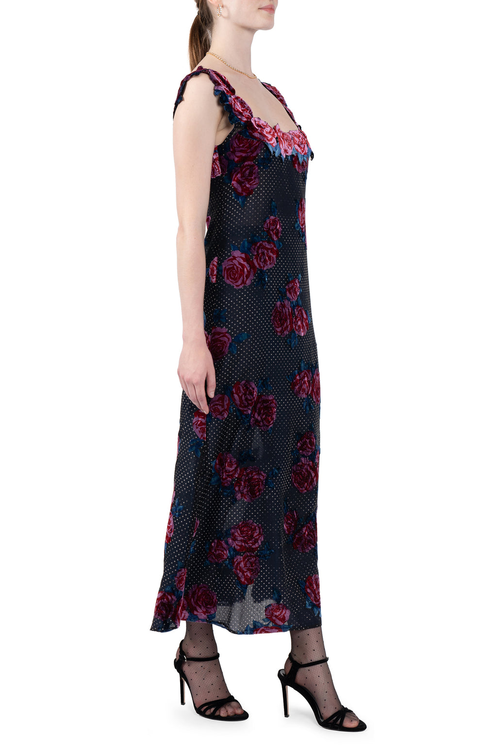 Velvet Floral Devore' Slip Dress
