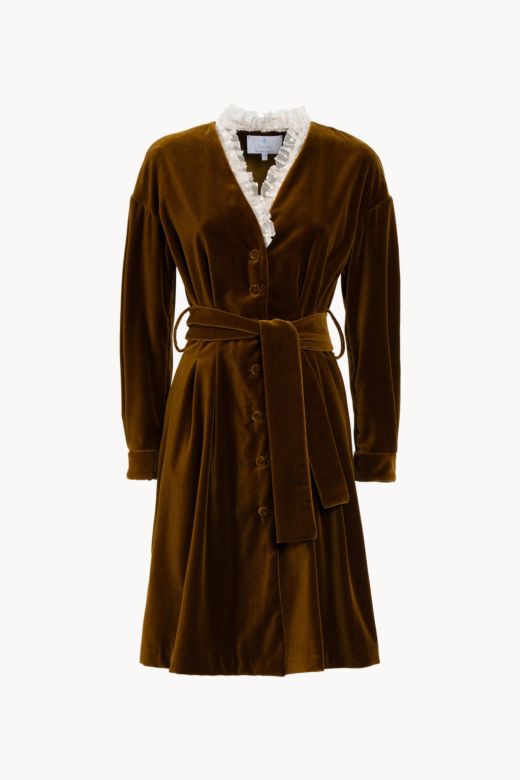 Vestito in velluto con scollo in pizzo