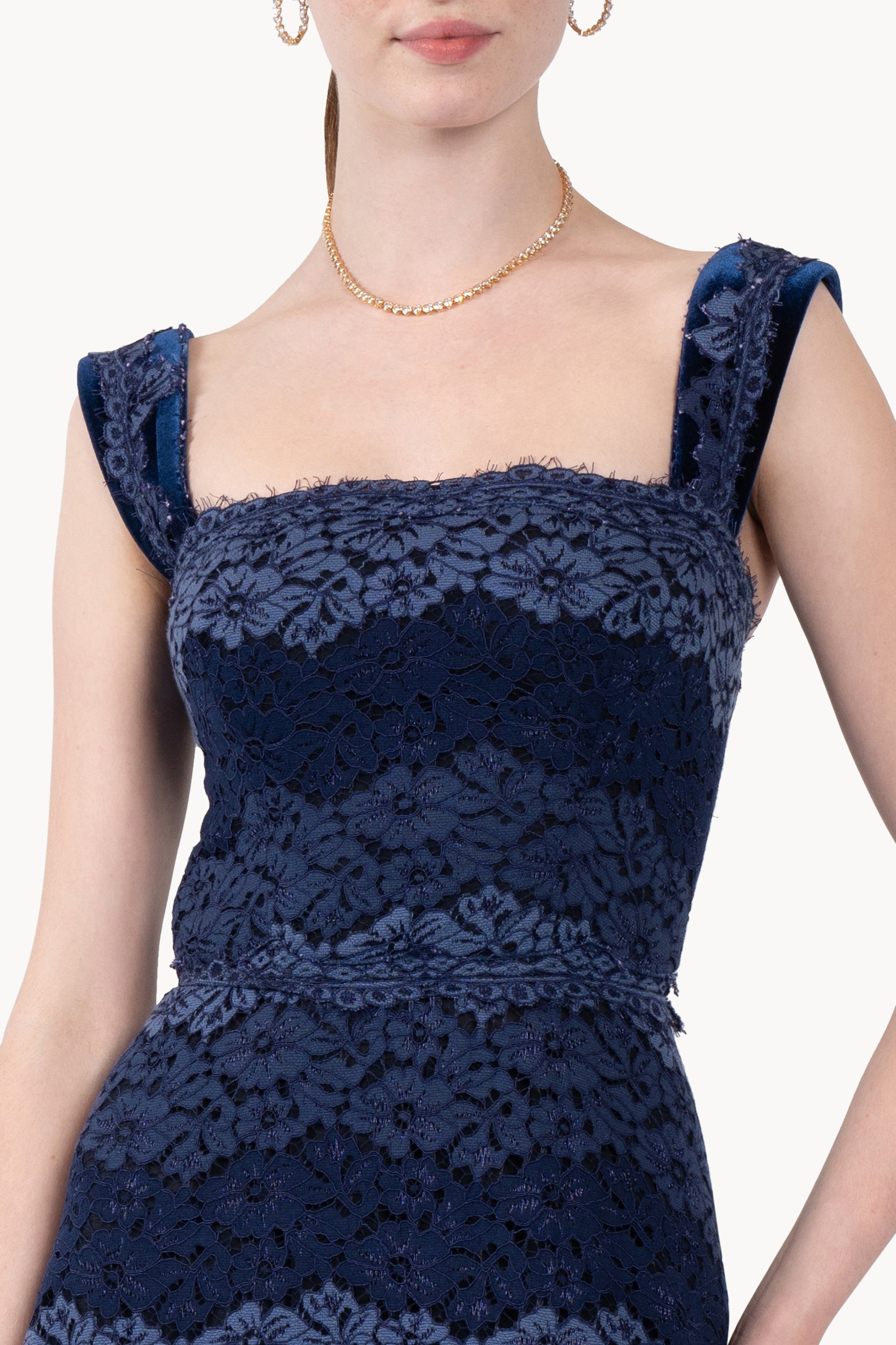 Bustier Striped Lace Dress 46