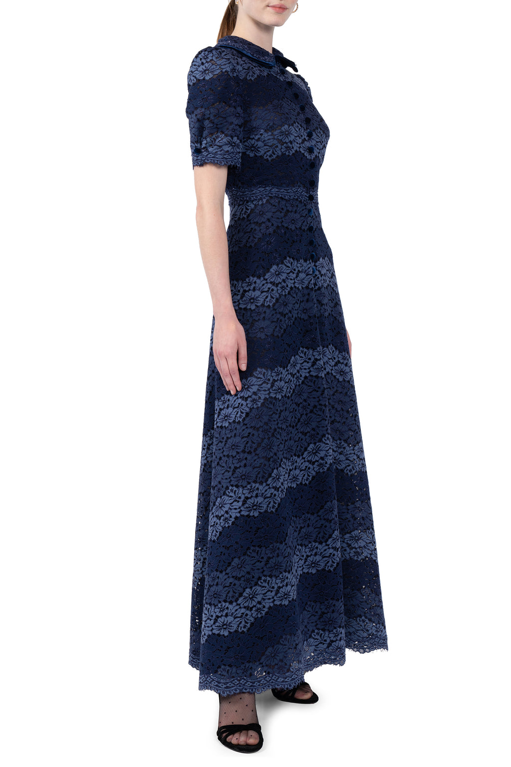 Striped Lace Dress With Band