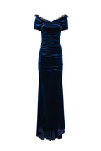 Stretch Velvet Draped Dress