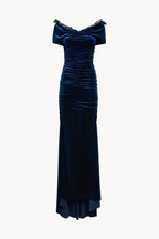 Vestito drappeggiato in velluto stretch