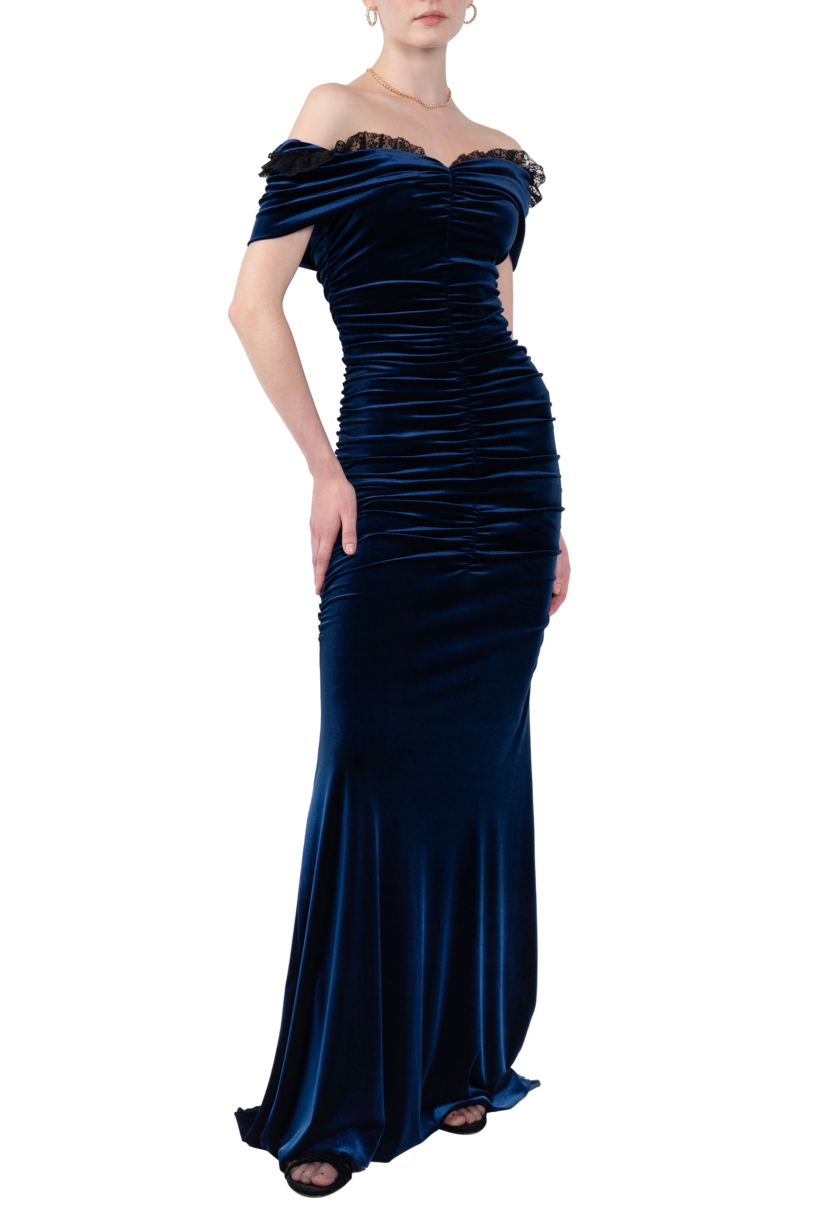 Stretch Velvet Draped Dress