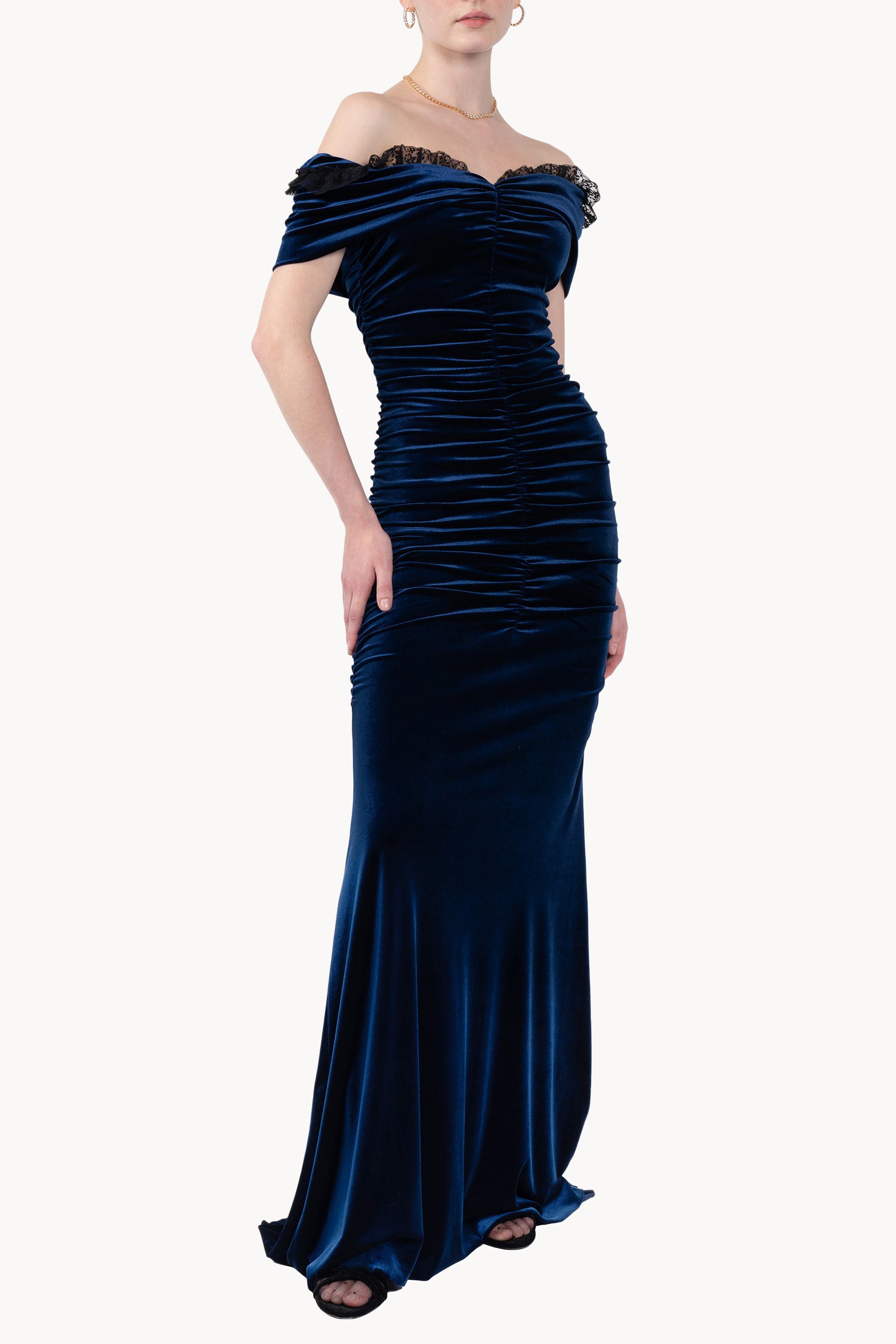 Vestito drappeggiato in velluto stretch
