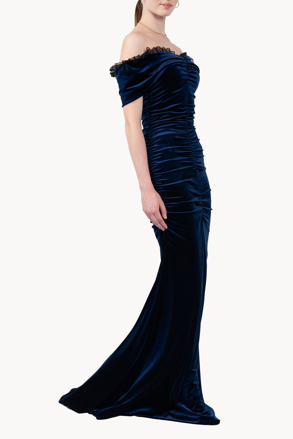 Vestito drappeggiato in velluto stretch