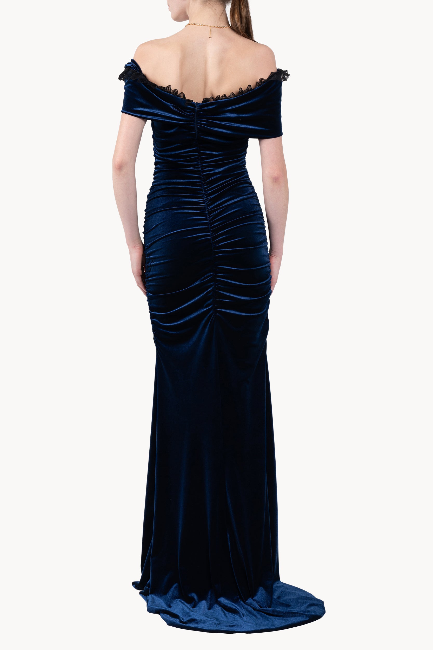Vestito drappeggiato in velluto stretch