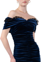 Stretch Velvet Draped Dress