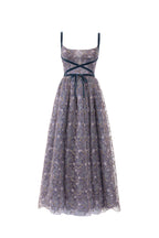 Evening Dress with Embroidered Floral Tulle