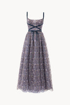 Evening Dress with Embroidered Floral Tulle
