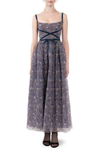 Evening Dress with Embroidered Floral Tulle