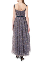 Evening Dress with Embroidered Floral Tulle
