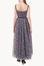 Evening Dress with Embroidered Floral Tulle