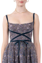Evening Dress with Embroidered Floral Tulle