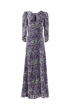 Vestito drappeggiato con fiocco e devoré floreale