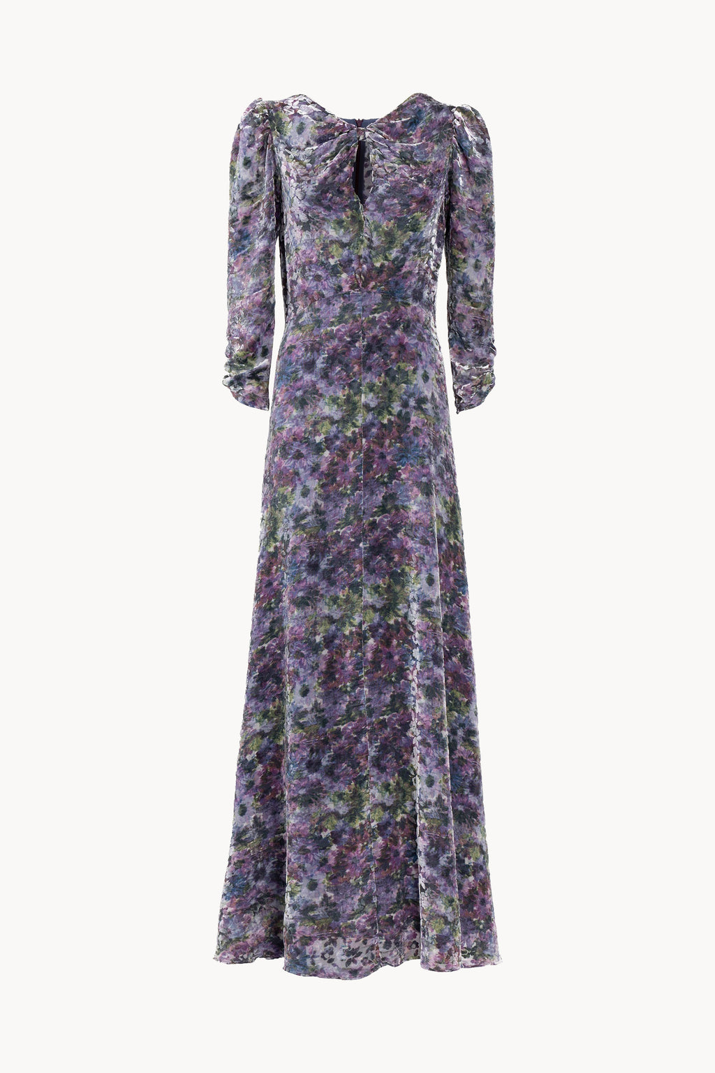 Draped Bow Floral Devorè Dress