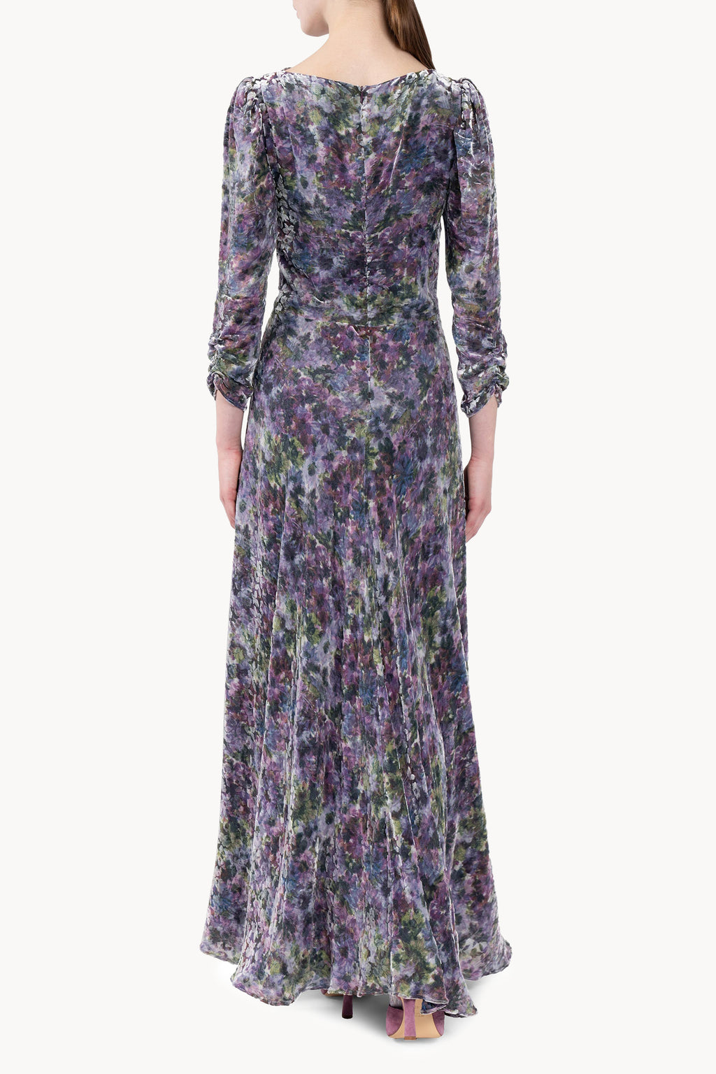Draped Bow Floral Devorè Dress