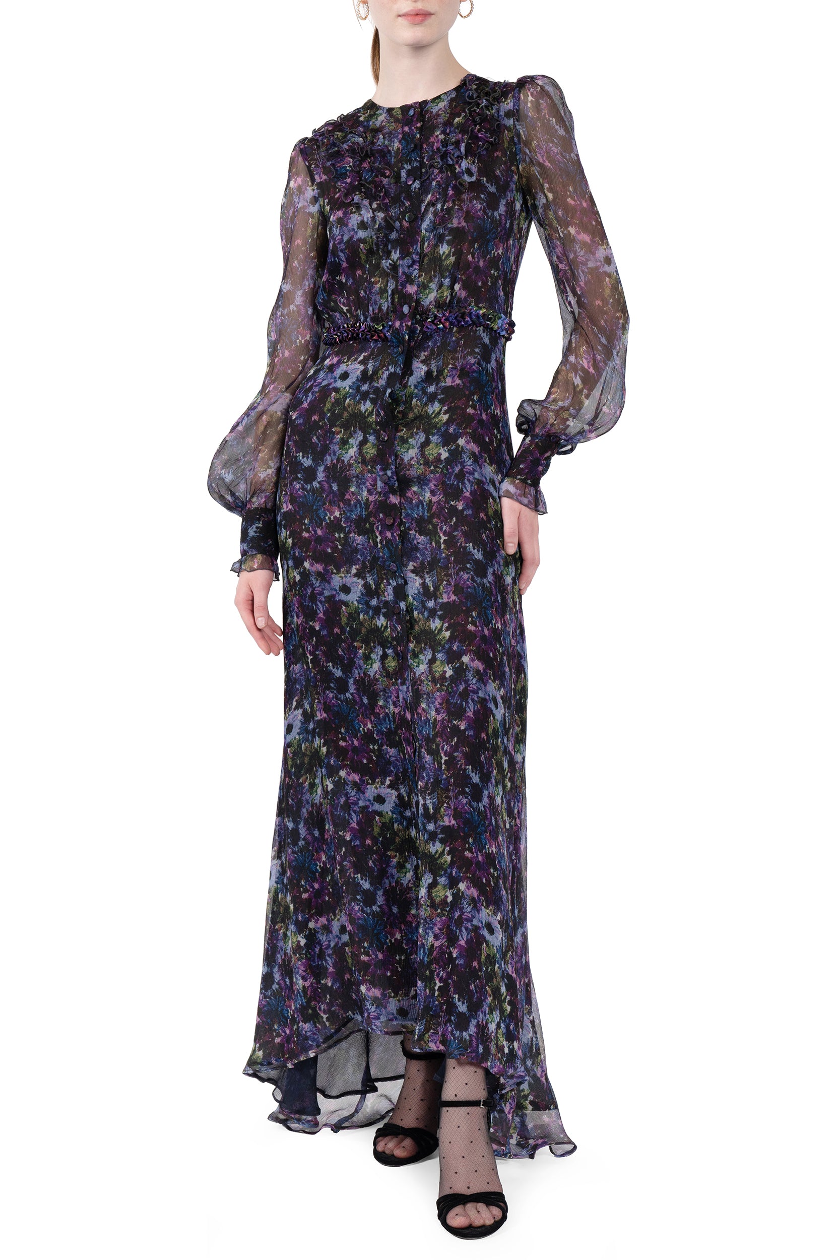 Abito lungo fluido in chiffon