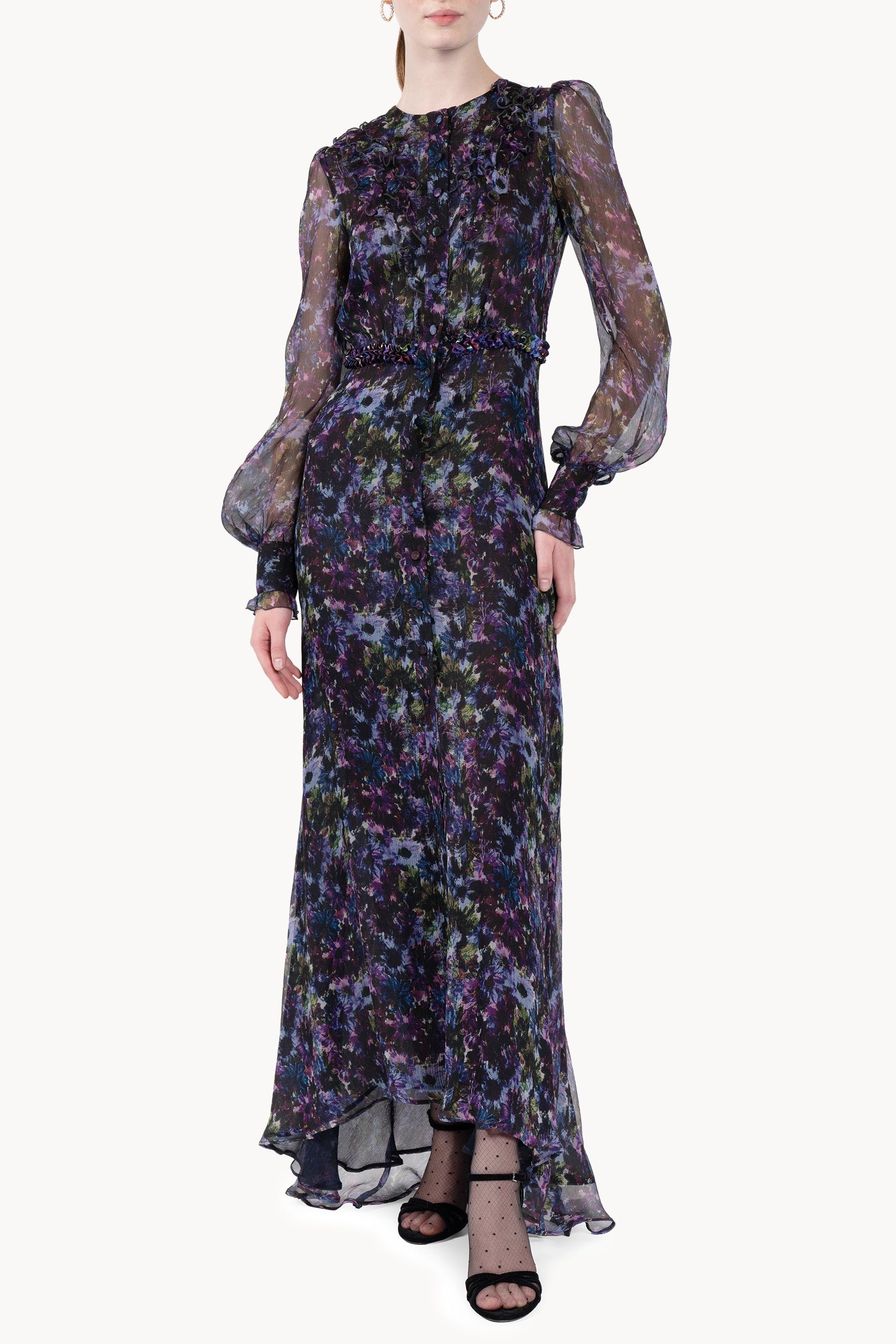 Abito lungo fluido in chiffon