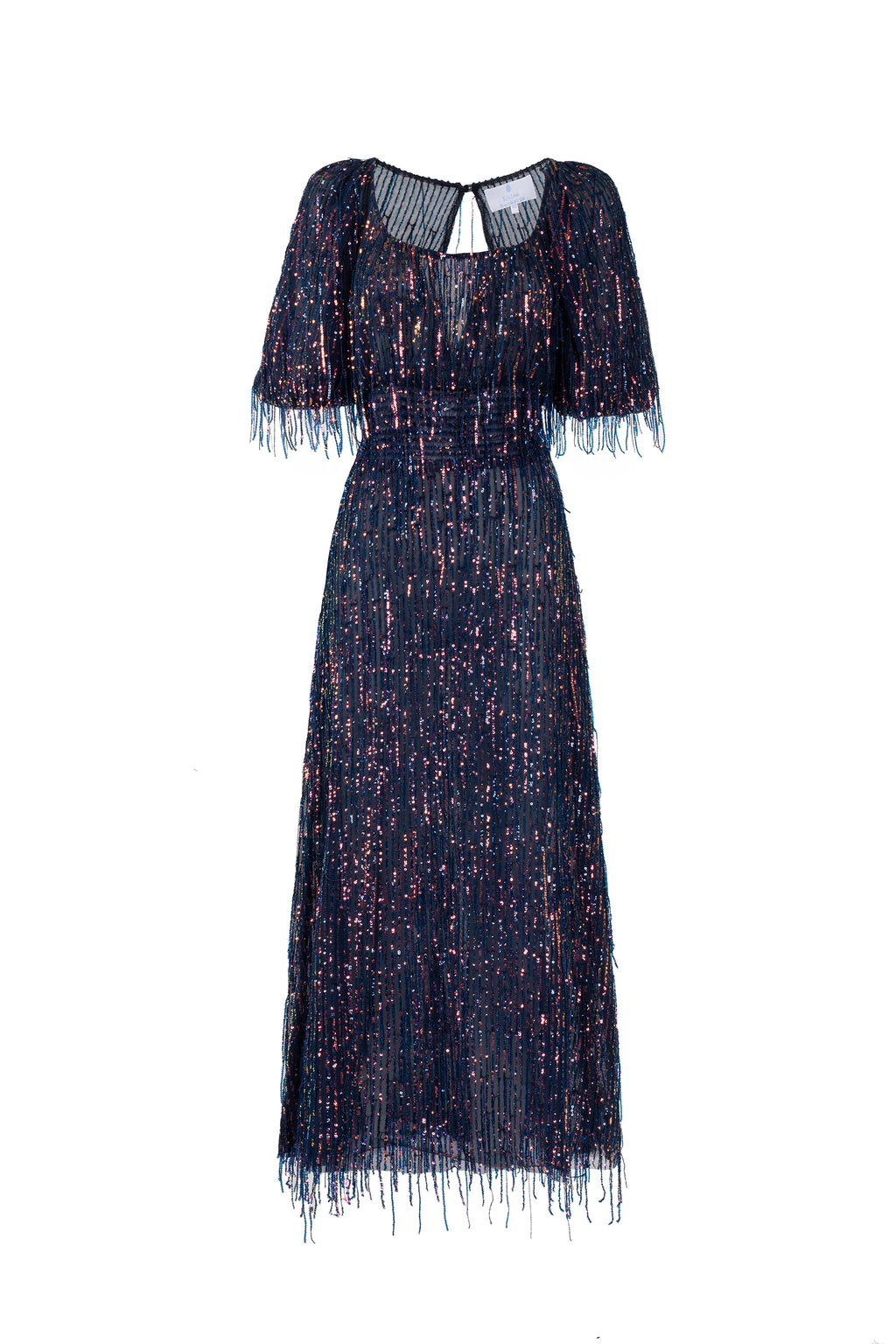 Scoop Necline Sequin Dress With Fringes