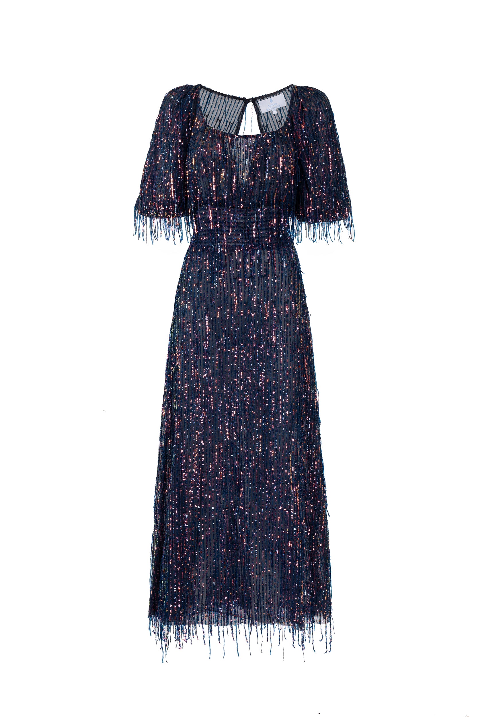 Scoop Necline Sequin Dress With Fringes