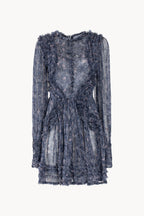 Short Chiffon Fringe Dress with Micro Flowers