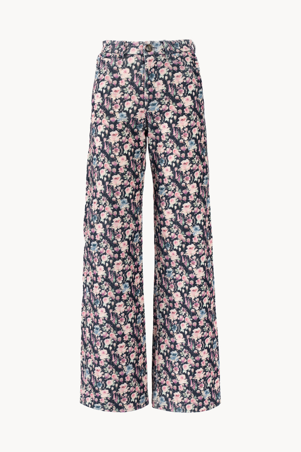 Pantaloni palazzo in velluto a coste stampato
