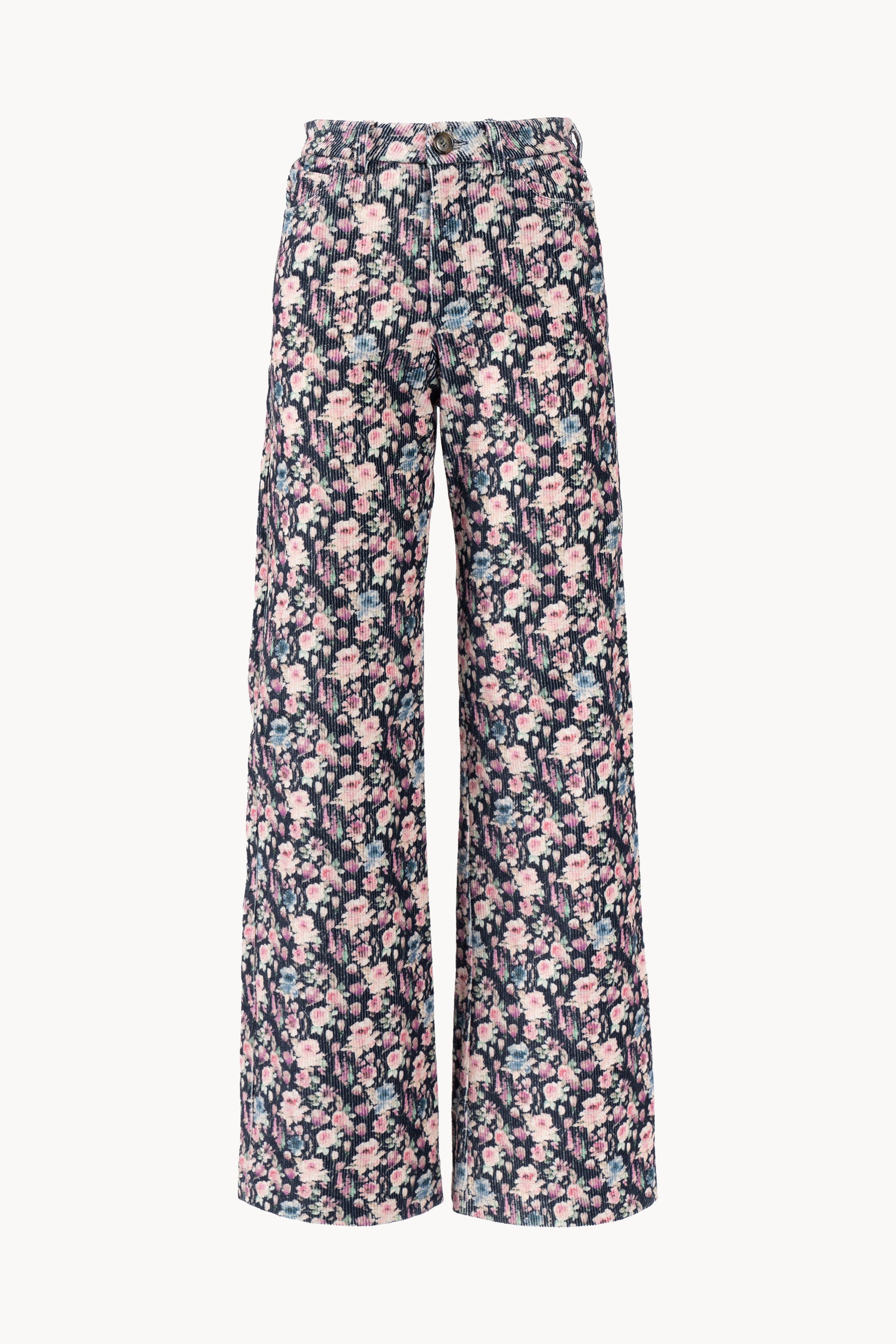 Pantaloni palazzo in velluto a coste stampato