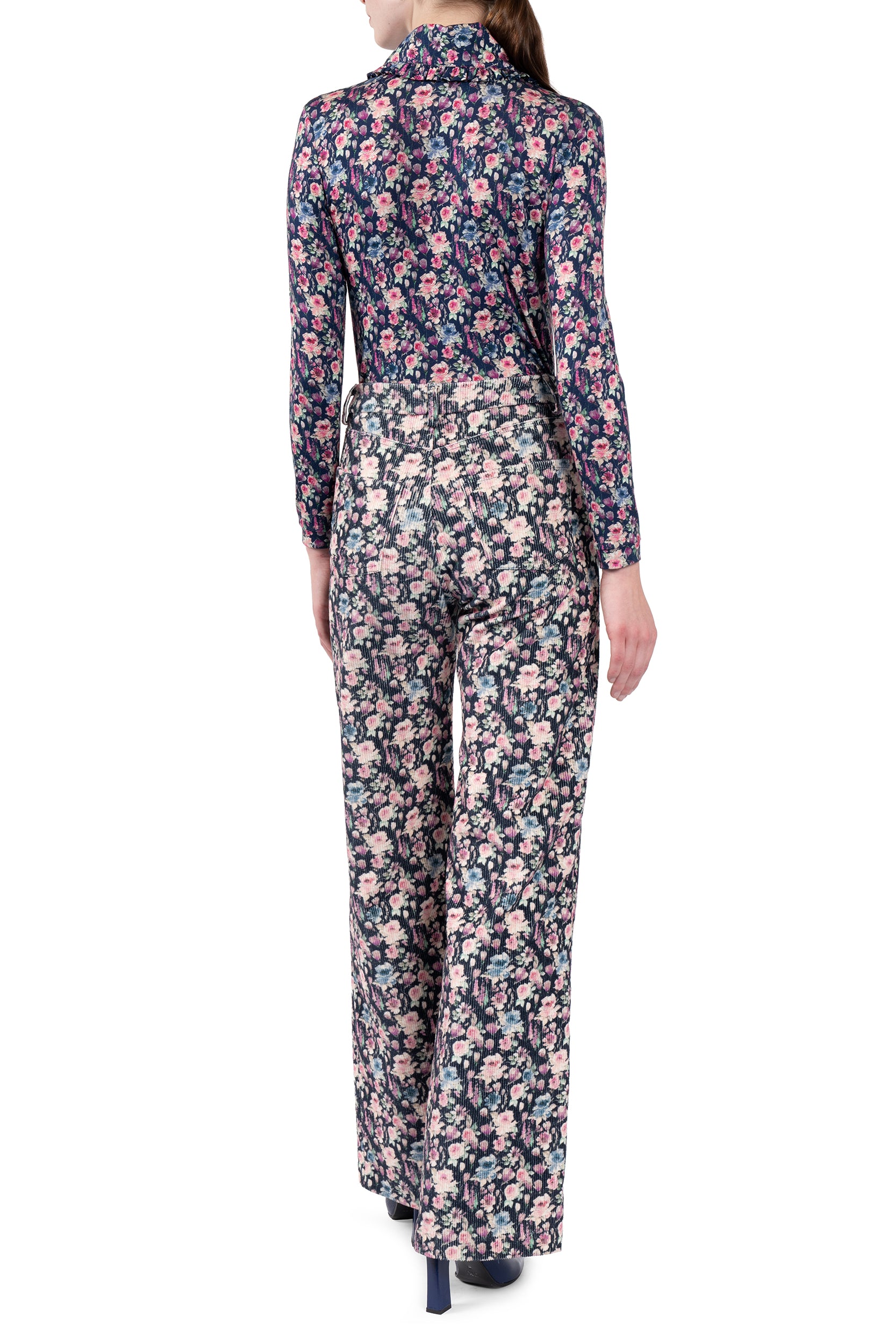Printed Corduroy Palazzo Pants