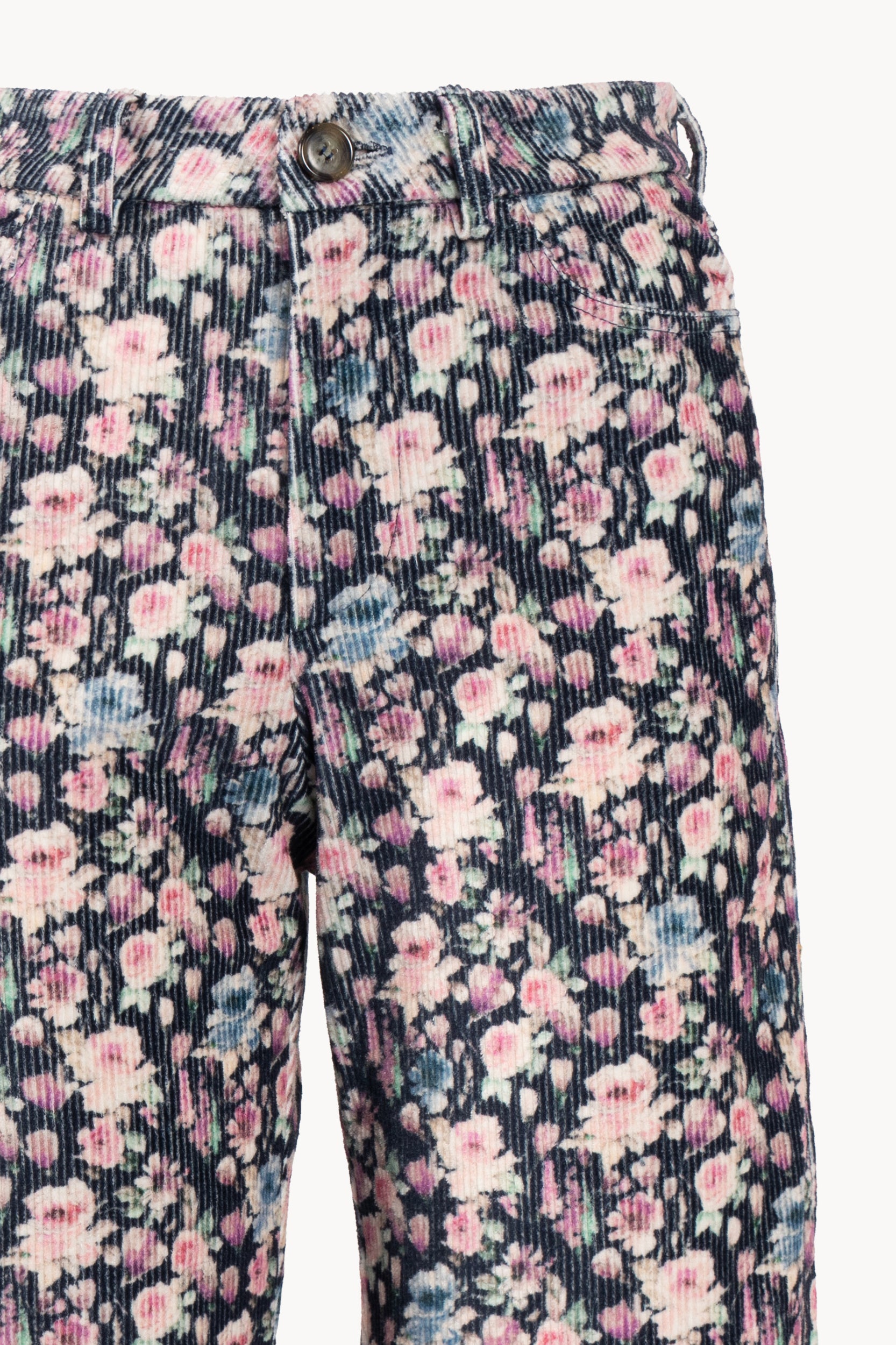 Pantaloni palazzo in velluto a coste stampato