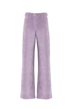 Pantaloni palazzo in velluto a coste lilla