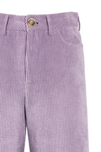 Pantaloni palazzo in velluto a coste lilla