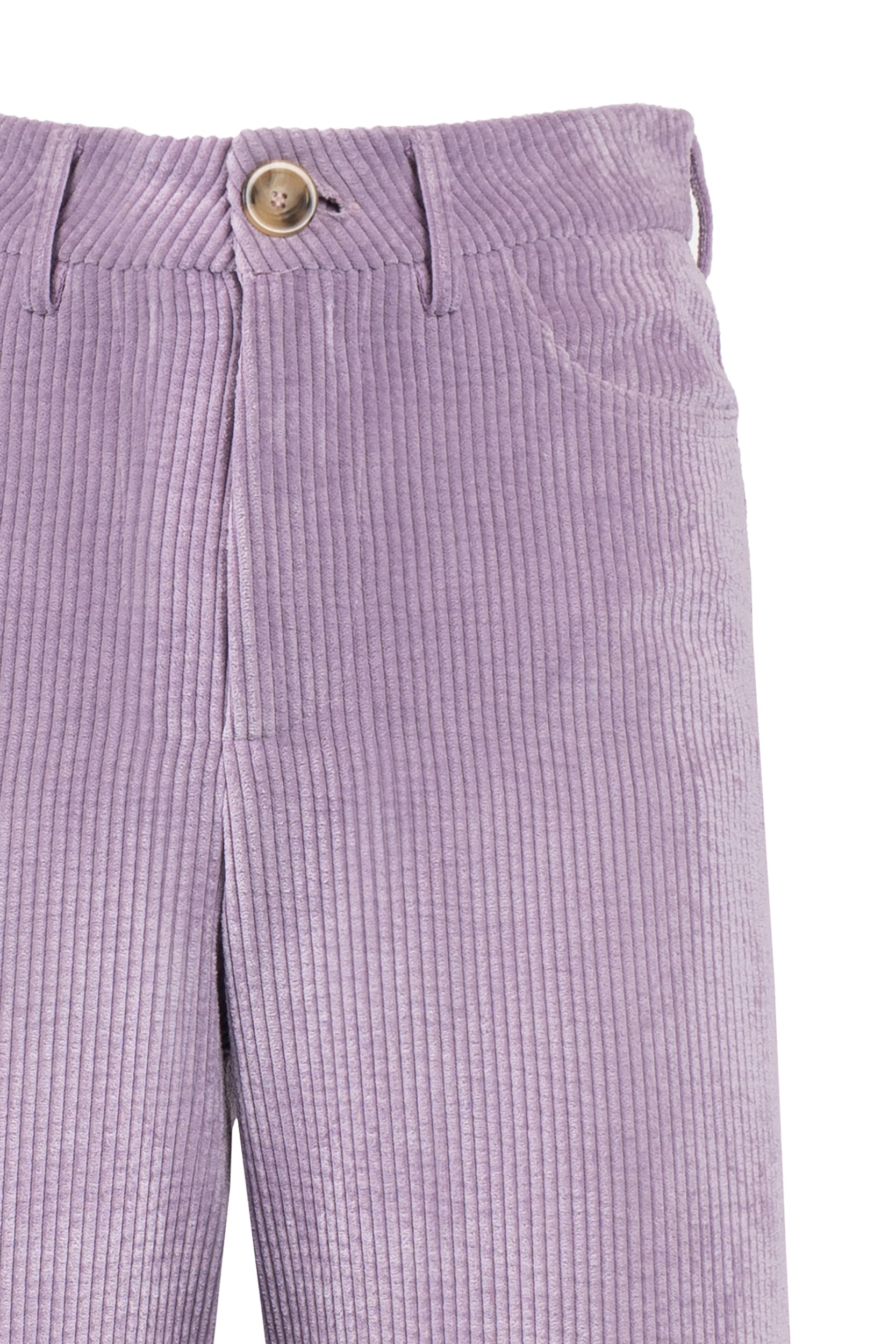 Pantaloni palazzo in velluto a coste lilla