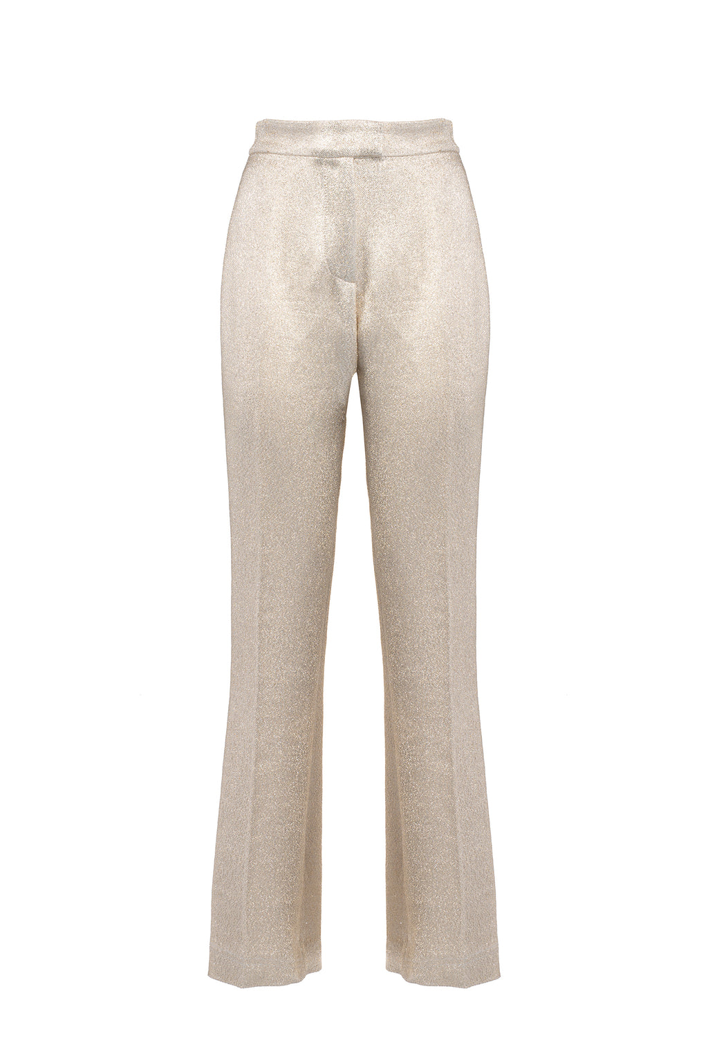 Pantaloni in lana lurex con frange