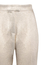Pantaloni in lana lurex con frange