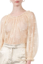 Camicia in pizzo con scollo barca