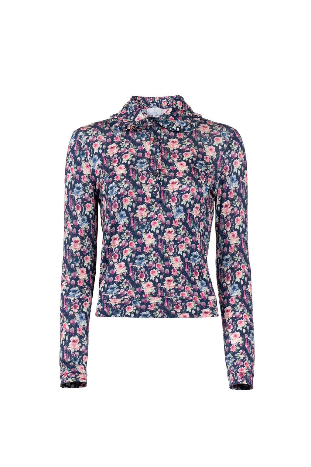 Polo in jersey stampato con micro fiori