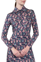 Polo in jersey stampato con micro fiori