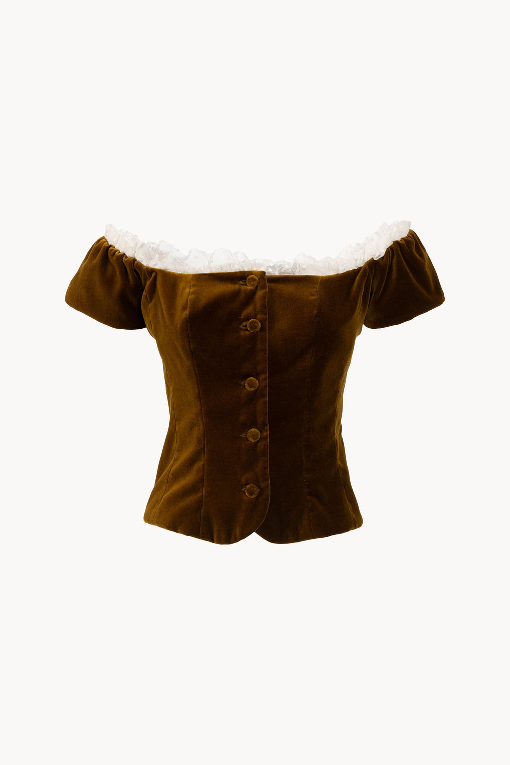 Top in velluto con pizzo a pois