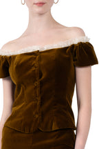 Velvet Top With Lace A Pois
