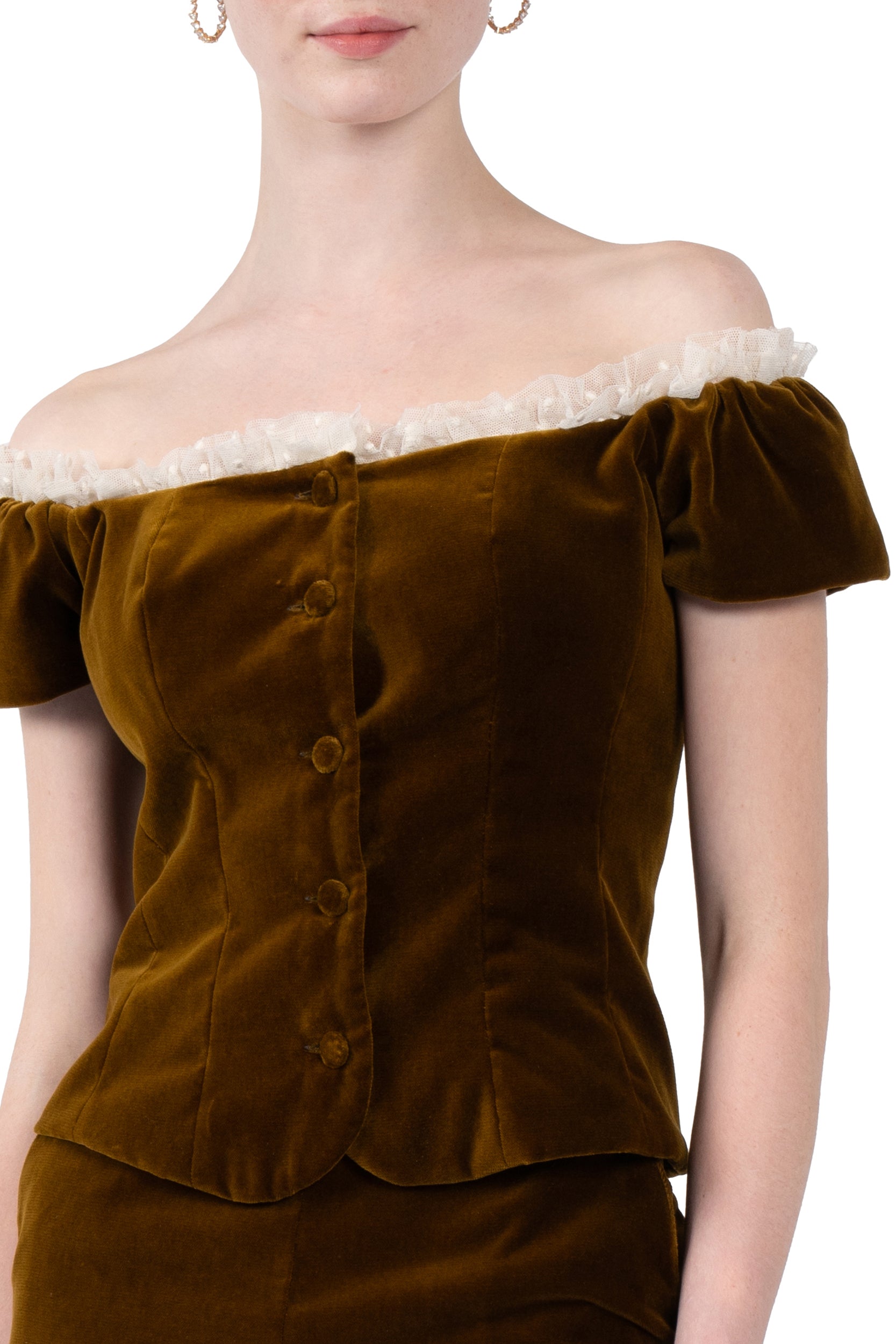Velvet Top With Lace A Pois