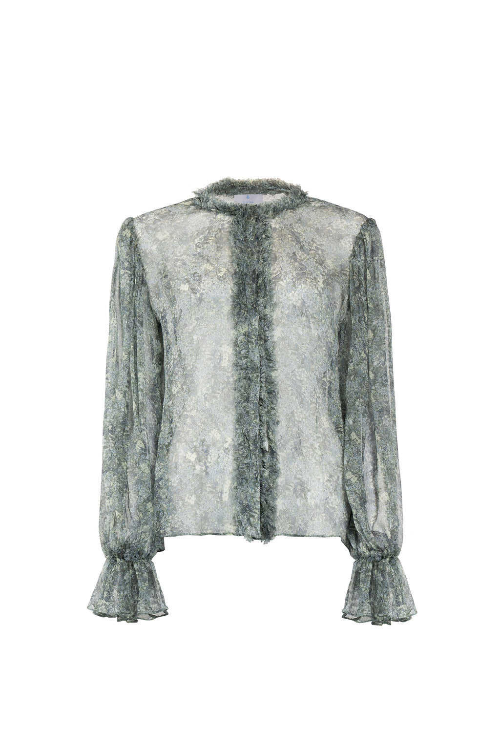 Micro flowers printed chiffon shirt
