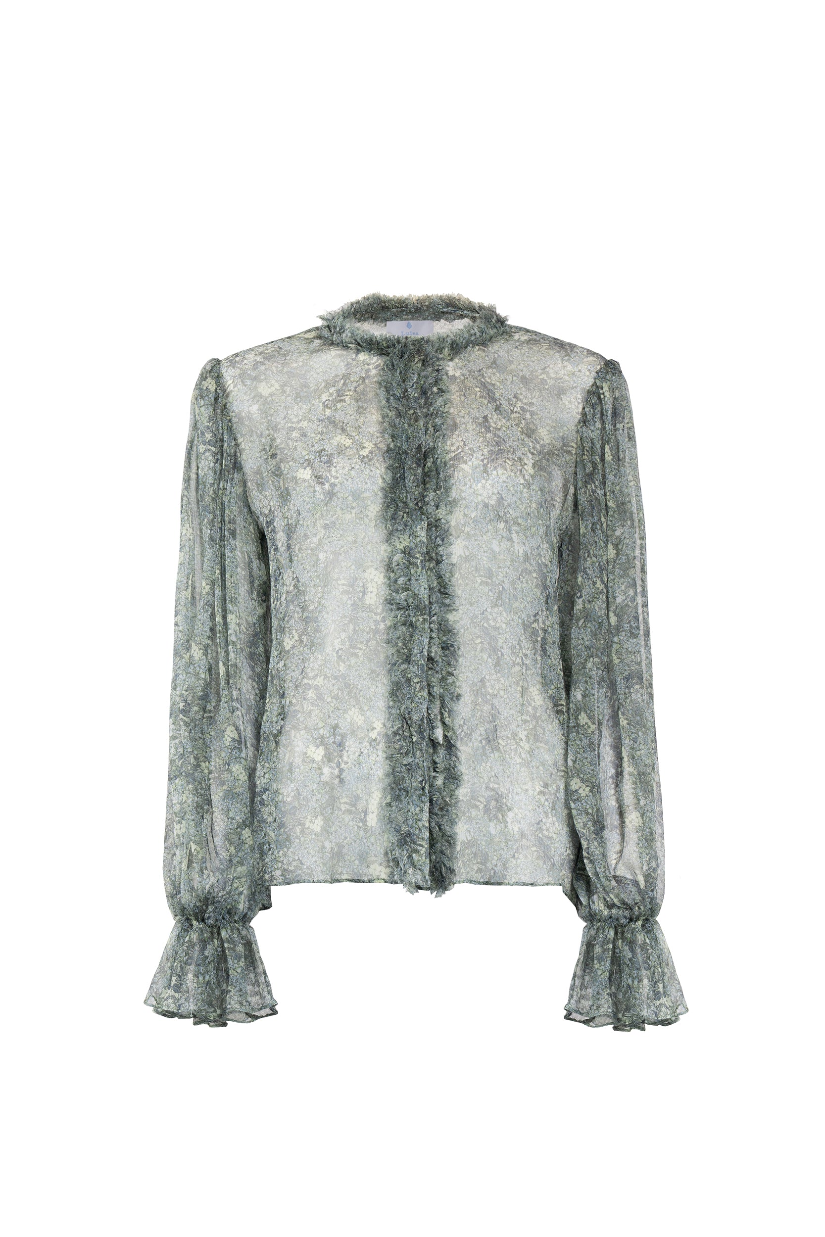 Micro flowers printed chiffon shirt
