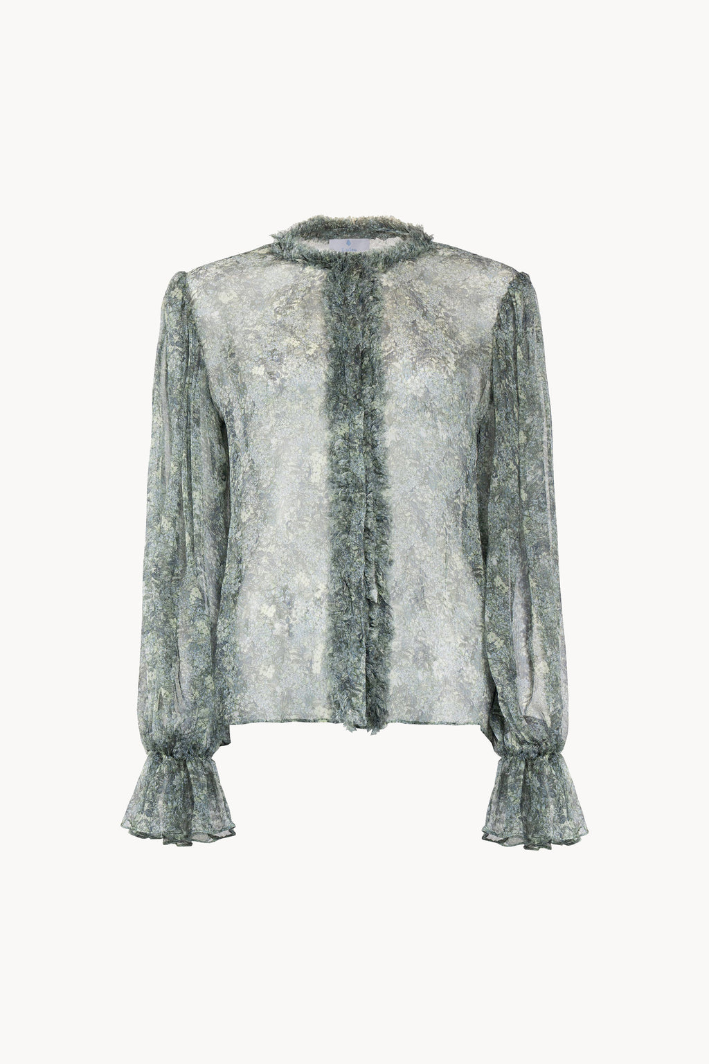 Micro flowers printed chiffon shirt